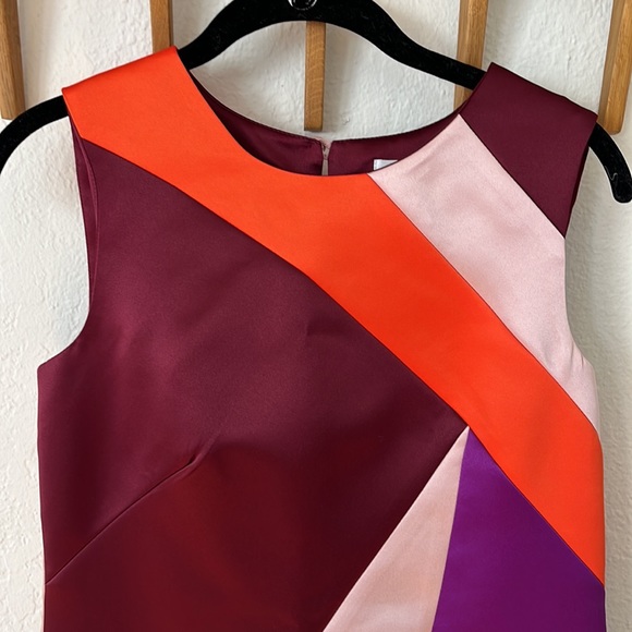 Milly Colorblock Peau De Soie Shift Dress - 2 - Picture 4 of 12